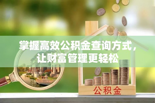 清镇掌握高效公积金查询方式，让财富管理更轻松